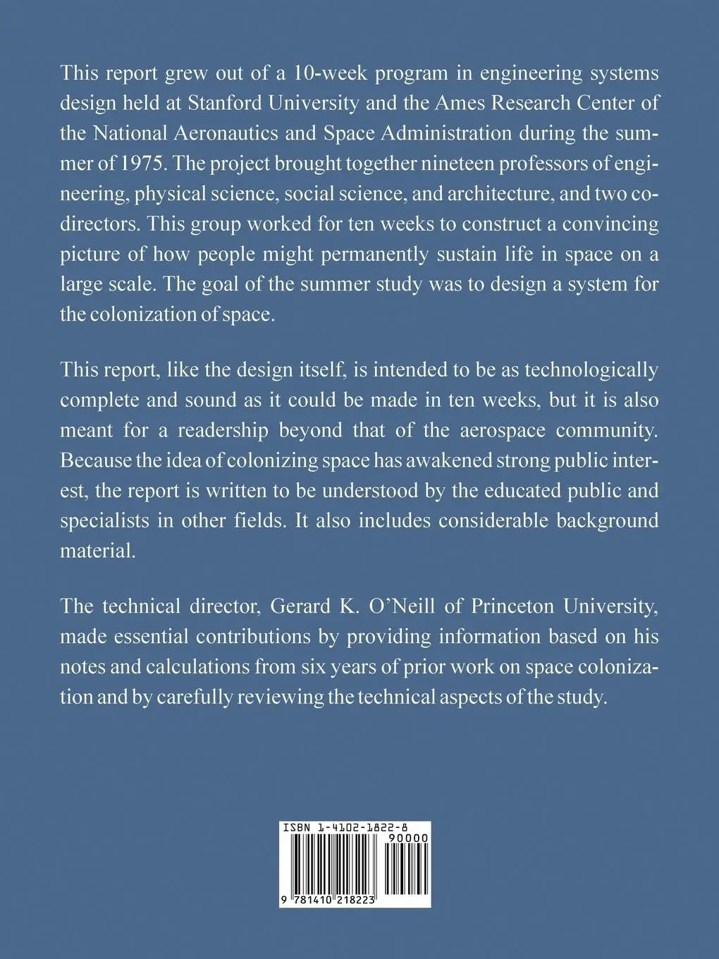 Rückseite: 9781410218223 | Space Settlements | A Design Study | N. A. S. A. (u. a.) | Taschenbuch