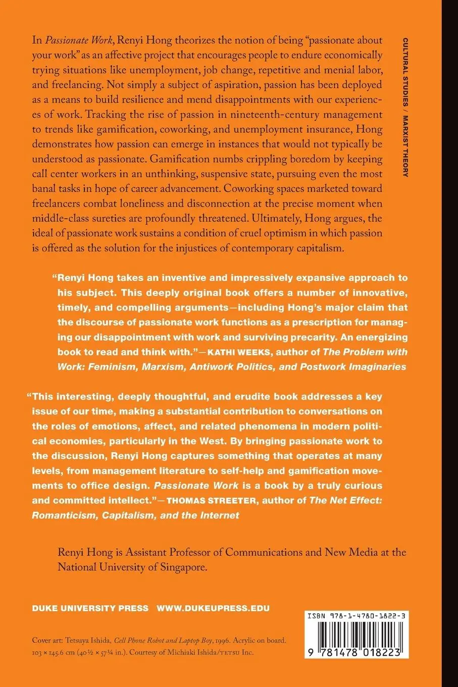 Rückseite: 9781478018223 | Passionate Work | Endurance after the Good Life | Renyi Hong | Buch