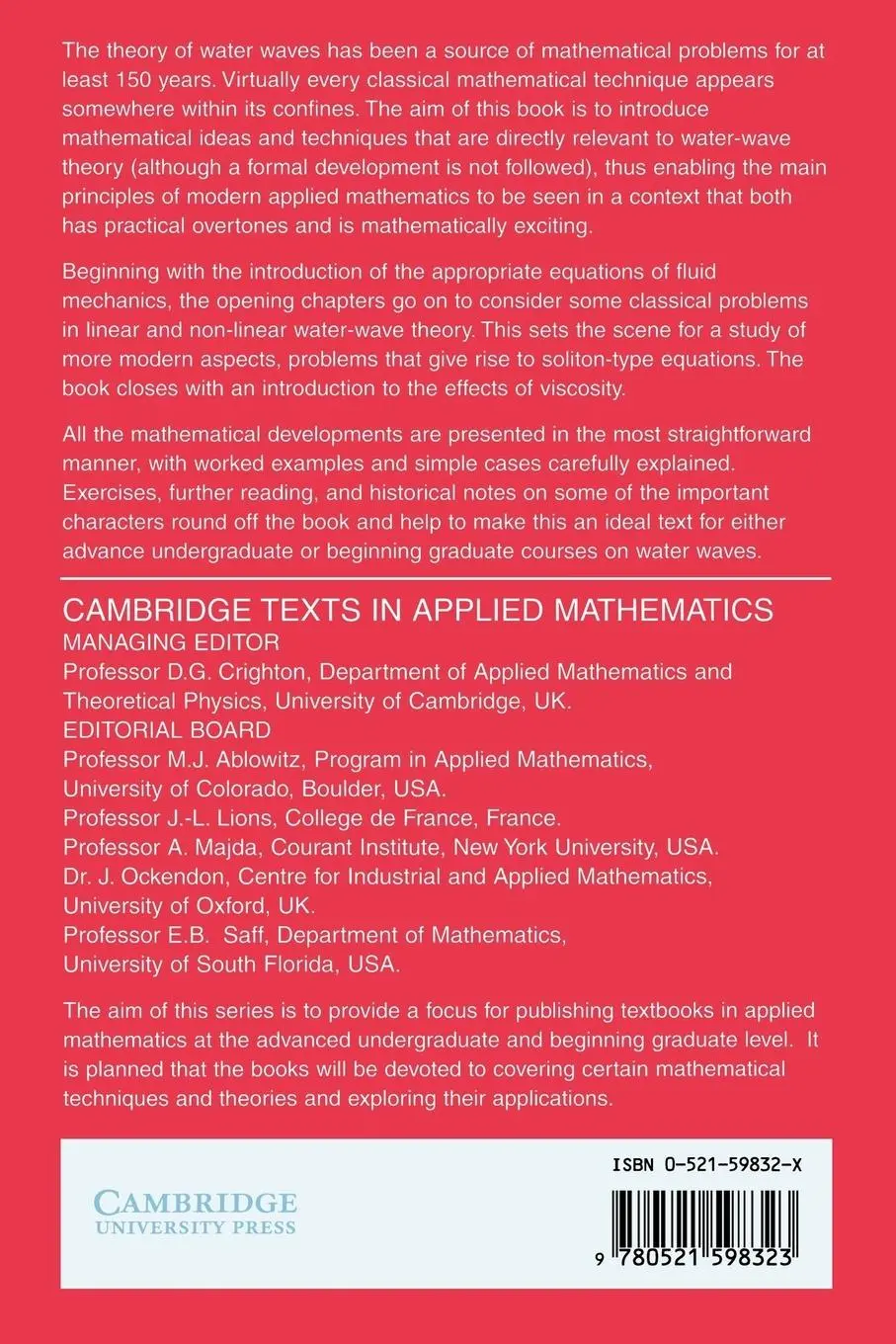 Rückseite: 9780521598323 | A Modern Introduction to the Mathematical Theory of Water Waves | Buch