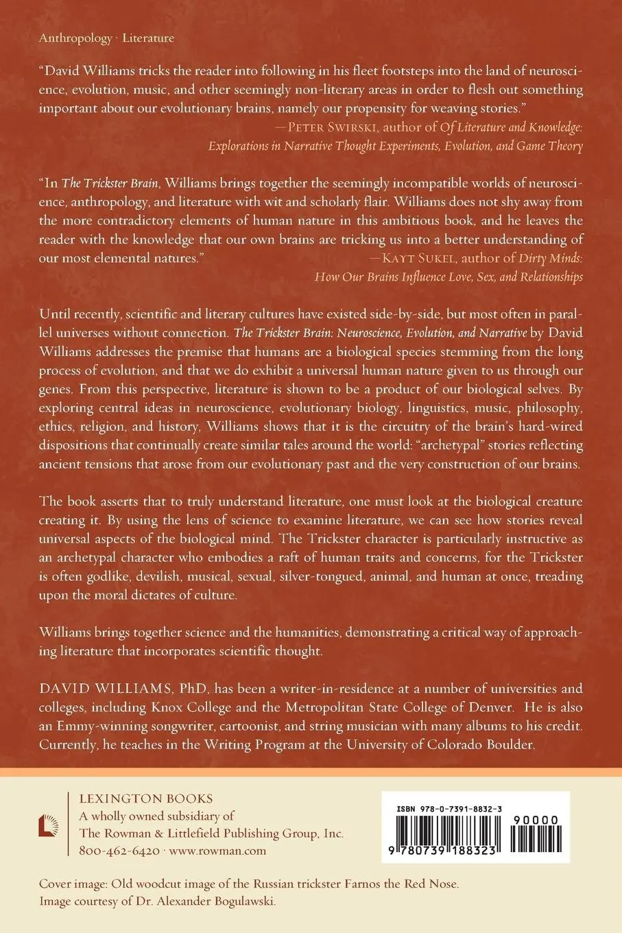 Rückseite: 9780739188323 | The Trickster Brain | Neuroscience, Evolution, and Narrative | Buch