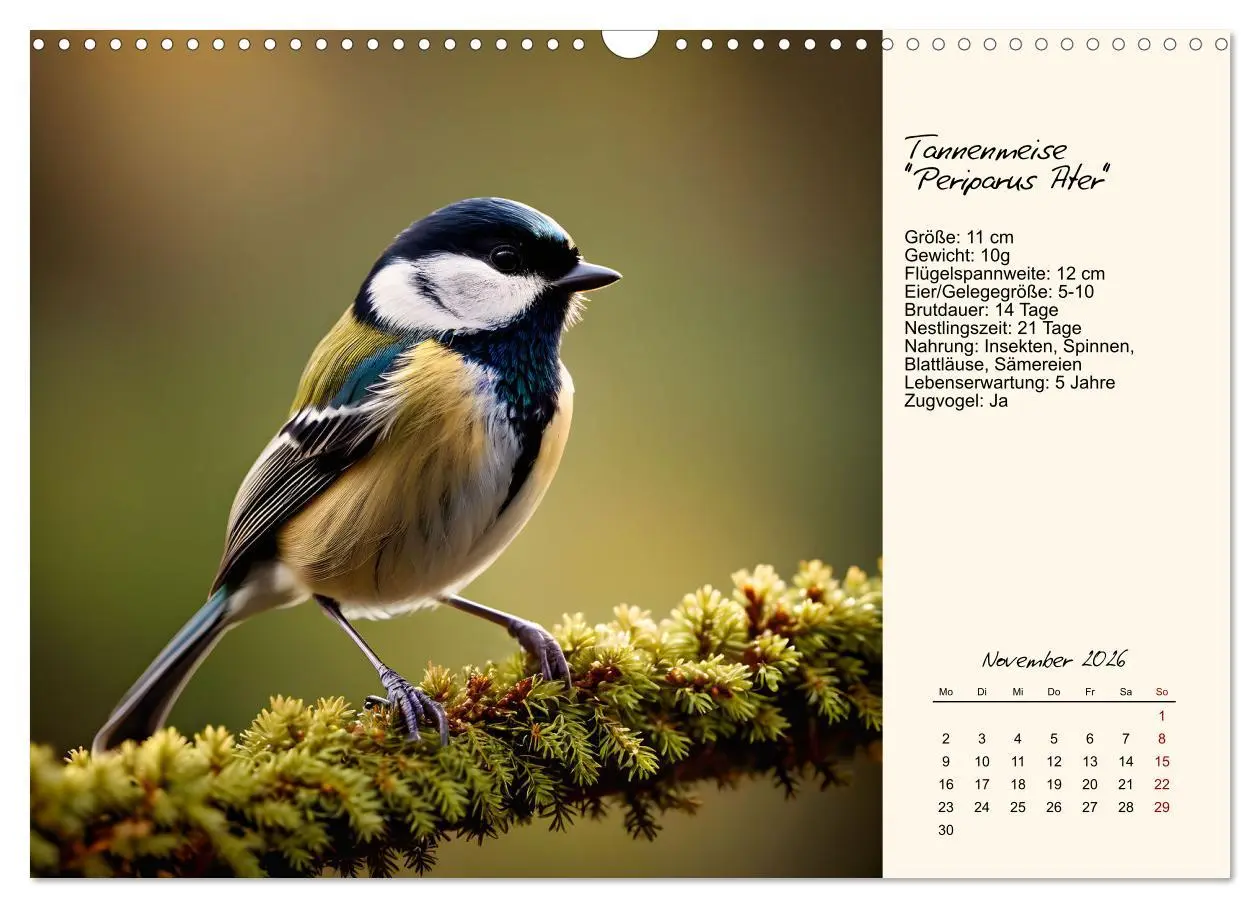 Bild: 9783457258323 | Meisen richtig erkennen (Wandkalender 2026 DIN A3 quer), CALVENDO...