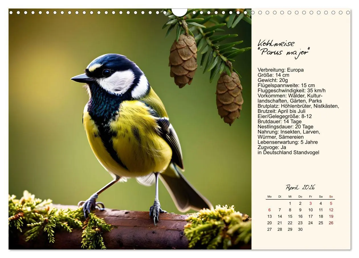 Bild: 9783457258323 | Meisen richtig erkennen (Wandkalender 2026 DIN A3 quer), CALVENDO...