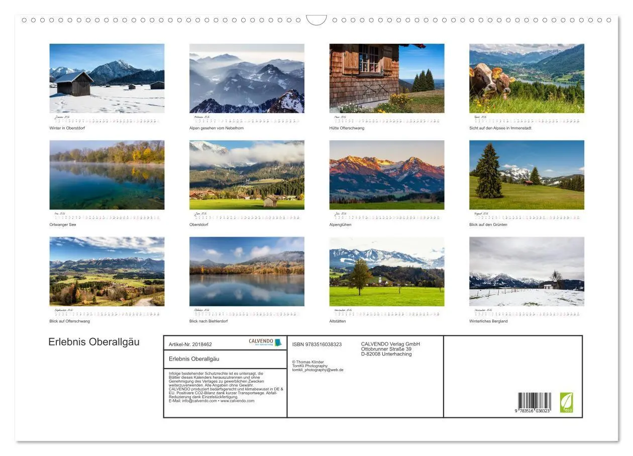 Bild: 9783516038323 | Erlebnis Oberallgäu (Wandkalender 2026 DIN A2 quer), CALVENDO...