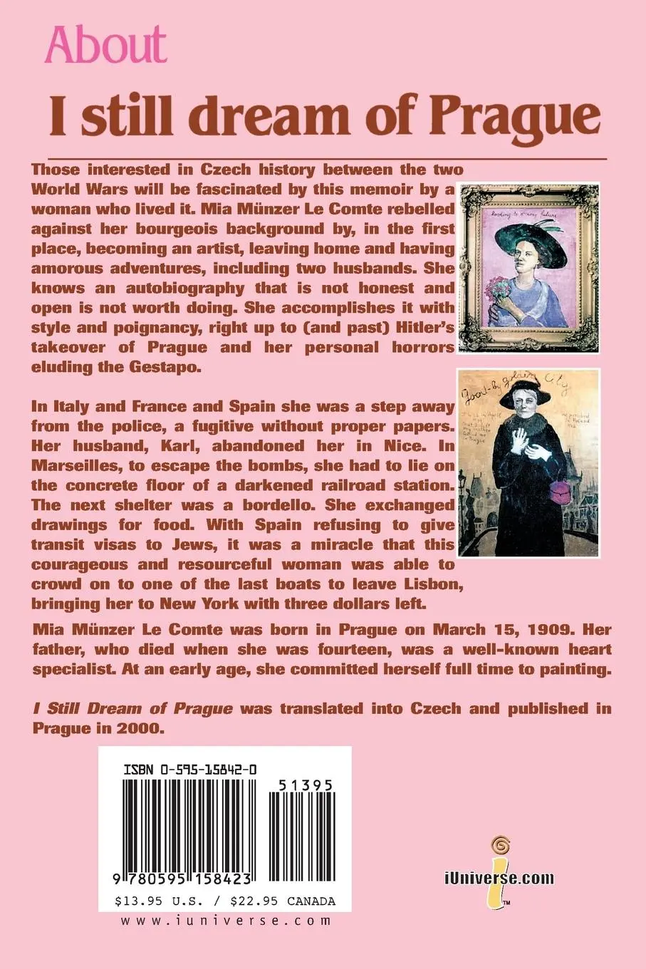 Rückseite: 9780595158423 | I Still Dream of Prague | Memoirs of Mia Munzer Le Comte | Comte