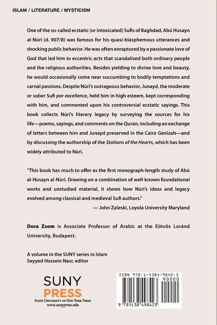 Rückseite: 9781438498423 | A Lover of God | The Ecstatic Sufi N¿r¿ | Dora Zsom | Taschenbuch