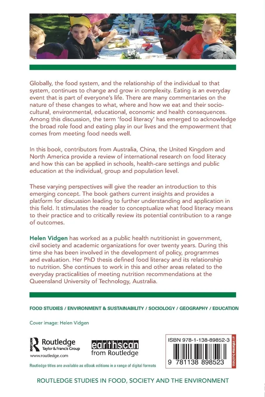 Rückseite: 9781138898523 | Food Literacy | Key concepts for health and education | Helen Vidgen