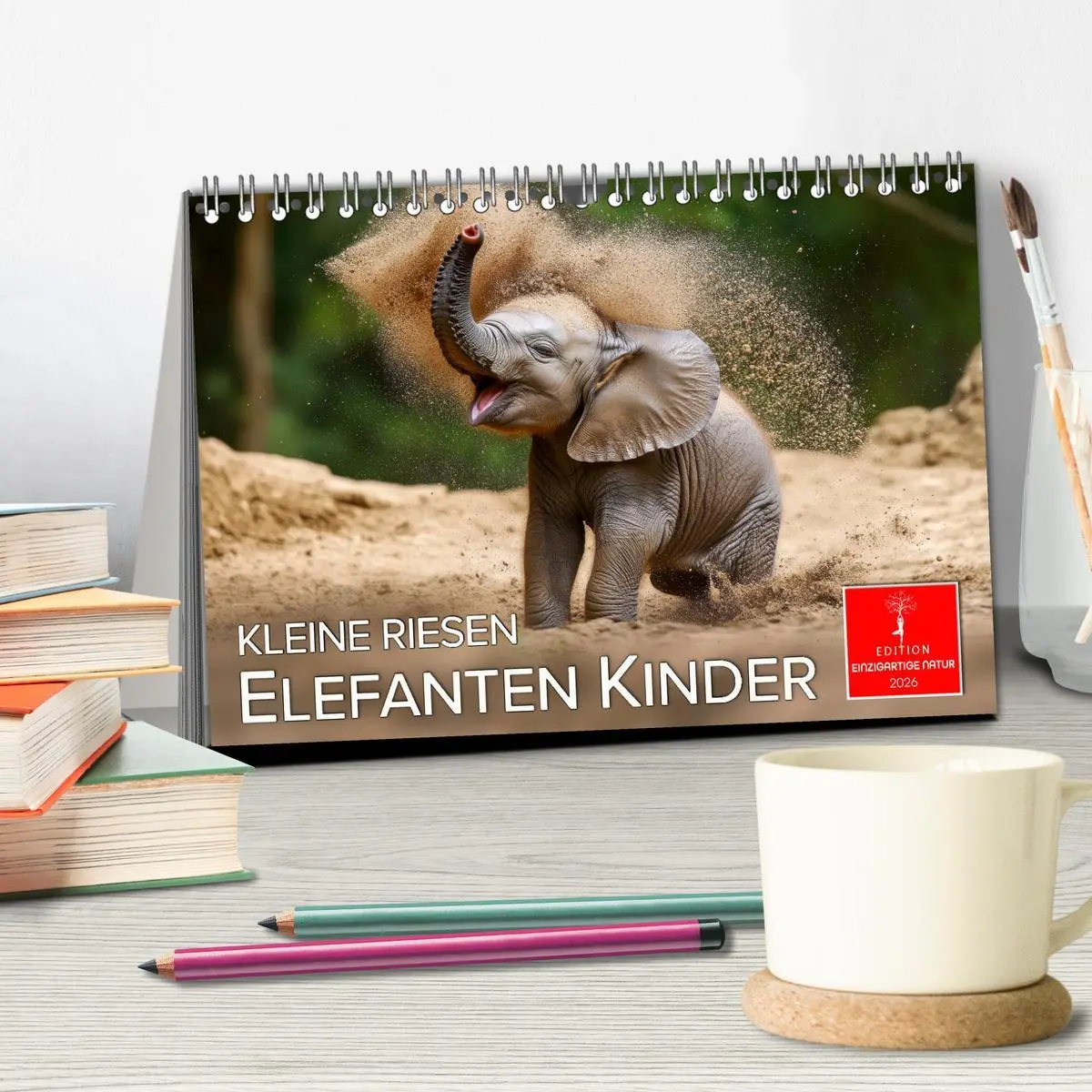 Bild: 9783457308523 | Elefanten Kinder - kleine Riesen (Tischkalender 2026 DIN A5 quer),...