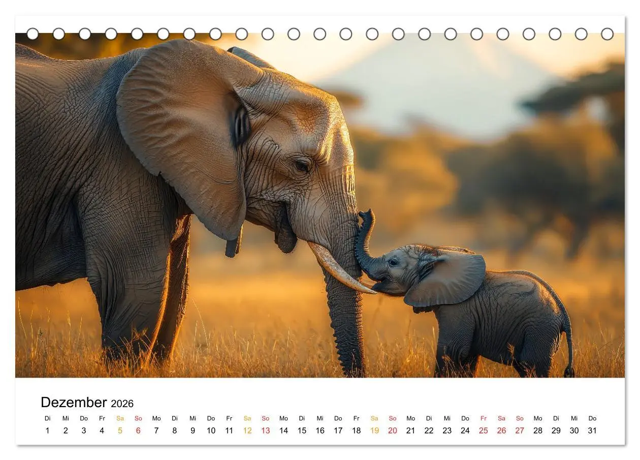 Bild: 9783457308523 | Elefanten Kinder - kleine Riesen (Tischkalender 2026 DIN A5 quer),...