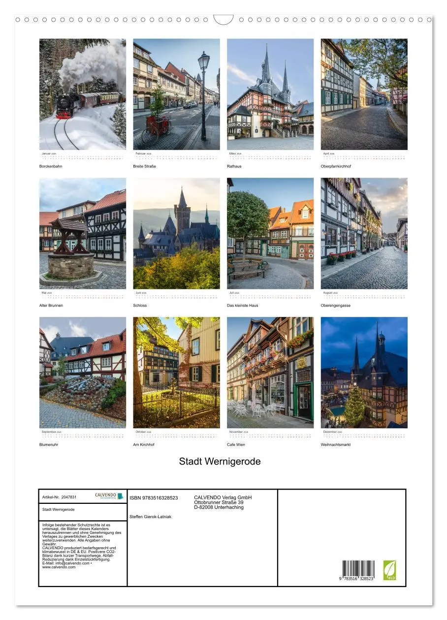 Bild: 9783516328523 | Stadt Wernigerode (Wandkalender 2026 DIN A2 hoch), CALVENDO...
