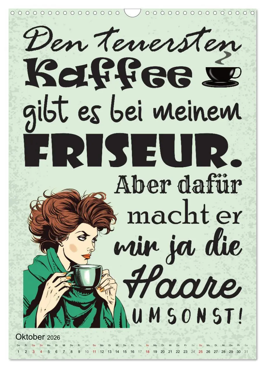 Bild: 9783516318623 | Haarige Friseursprüche (Wandkalender 2026 DIN A3 hoch), CALVENDO...