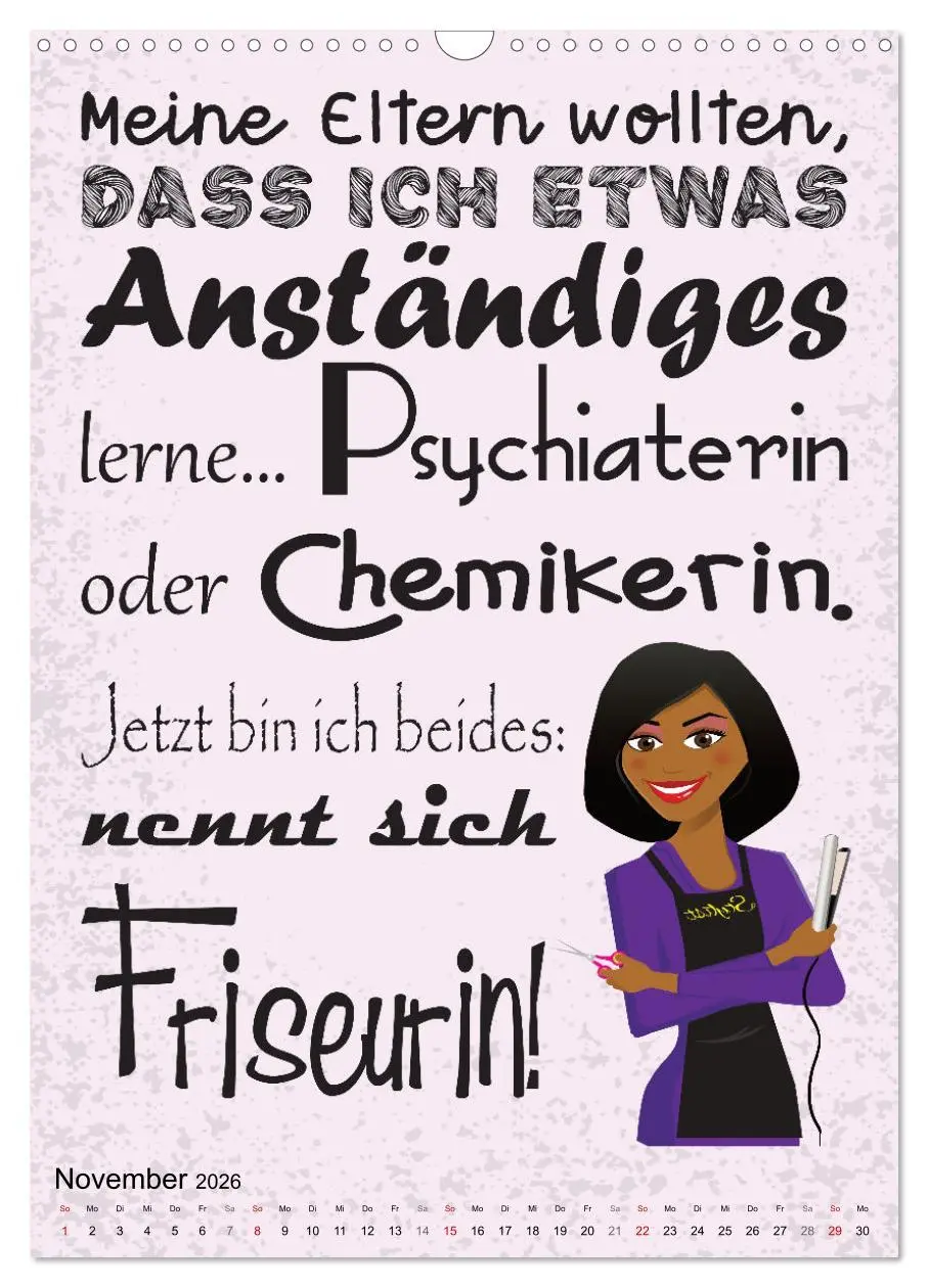 Bild: 9783516318623 | Haarige Friseursprüche (Wandkalender 2026 DIN A3 hoch), CALVENDO...