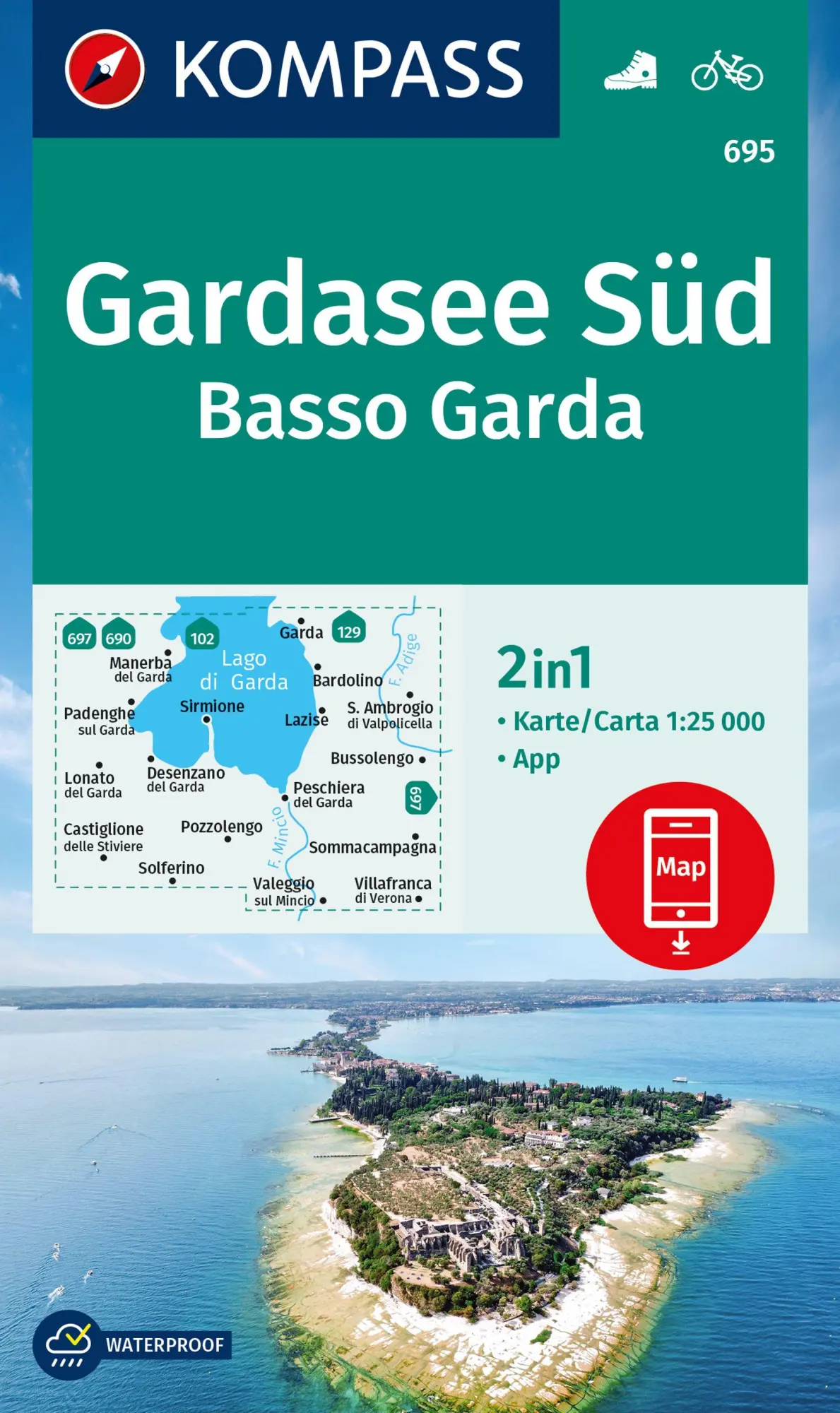 Cover: 9783991218623 | KOMPASS Wanderkarte 695 Gardasee Süd, Basso Garda 1:25.000 | Deutsch