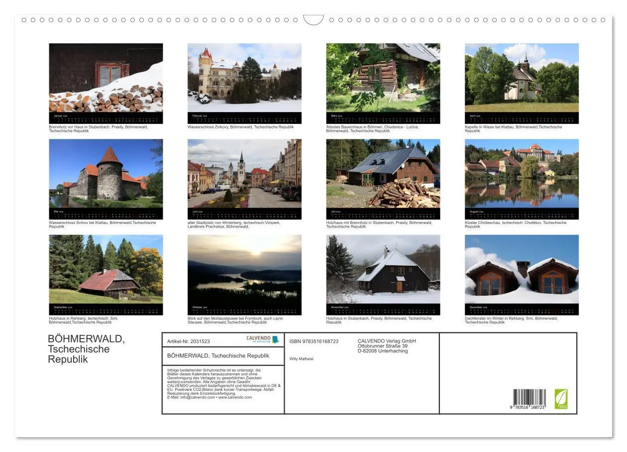 Bild: 9783516168723 | BÖHMERWALD, Tschechische Republik (Wandkalender 2026 DIN A2 quer),...