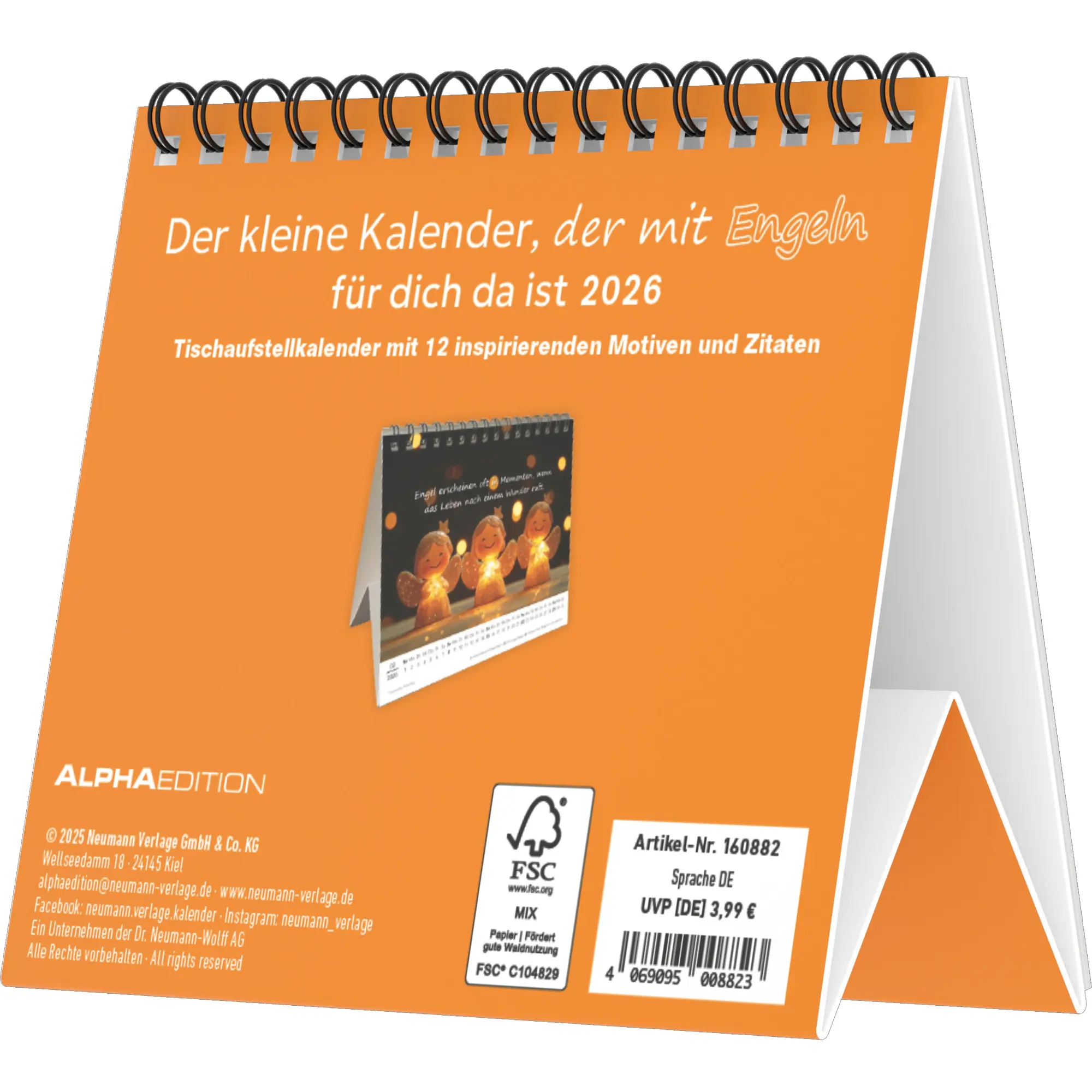 Rückseite: 4069095008823 | Der kleine Schutzengel Kalender - Tischaufstellkalender mit 12...