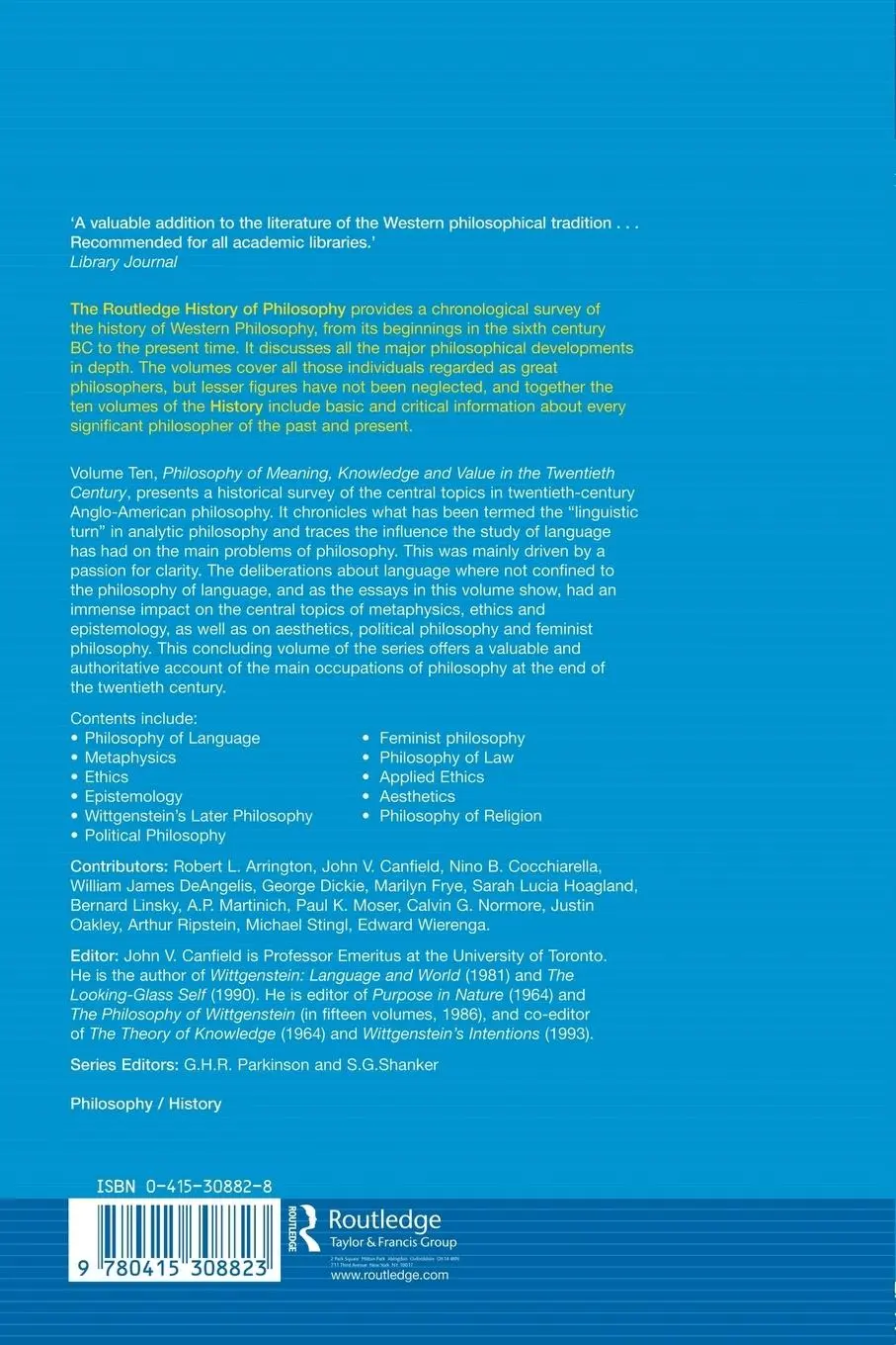 Rückseite: 9780415308823 | Philosophy of Meaning, Knowledge and Value in the Twentieth Century