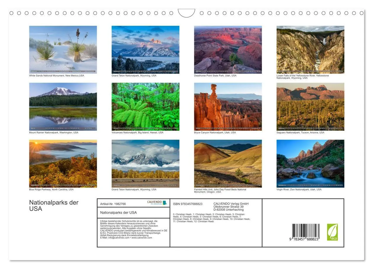 Bild: 9783457688823 | Nationalparks der USA (Wandkalender 2026 DIN A3 quer), CALVENDO...