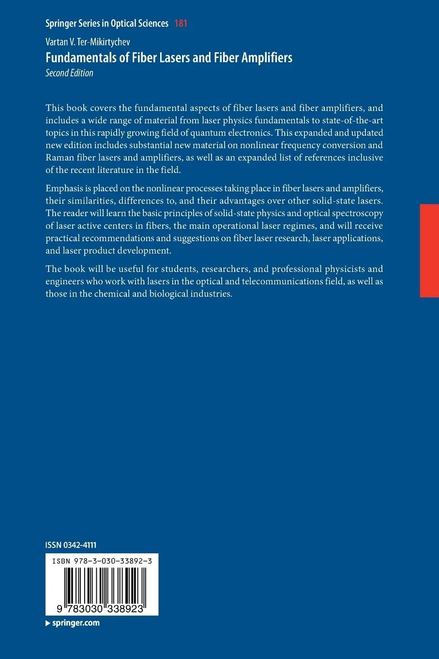 Rückseite: 9783030338923 | Fundamentals of Fiber Lasers and Fiber Amplifiers | Ter-Mikirtychev
