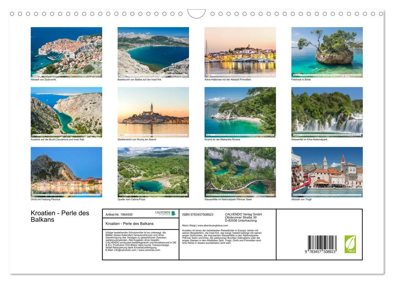 Bild: 9783457508923 | Kroatien - Perle des Balkans (Wandkalender 2026 DIN A3 quer),...