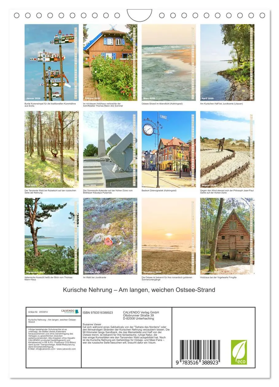 Bild: 9783516388923 | Kurische Nehrung - Am langen, weichen Ostsee-Strand (Wandkalender...