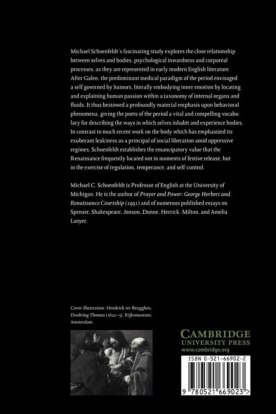 Rückseite: 9780521669023 | Bodies and Selves in Early Modern England | Schoenfeldt (u. a.) | Buch