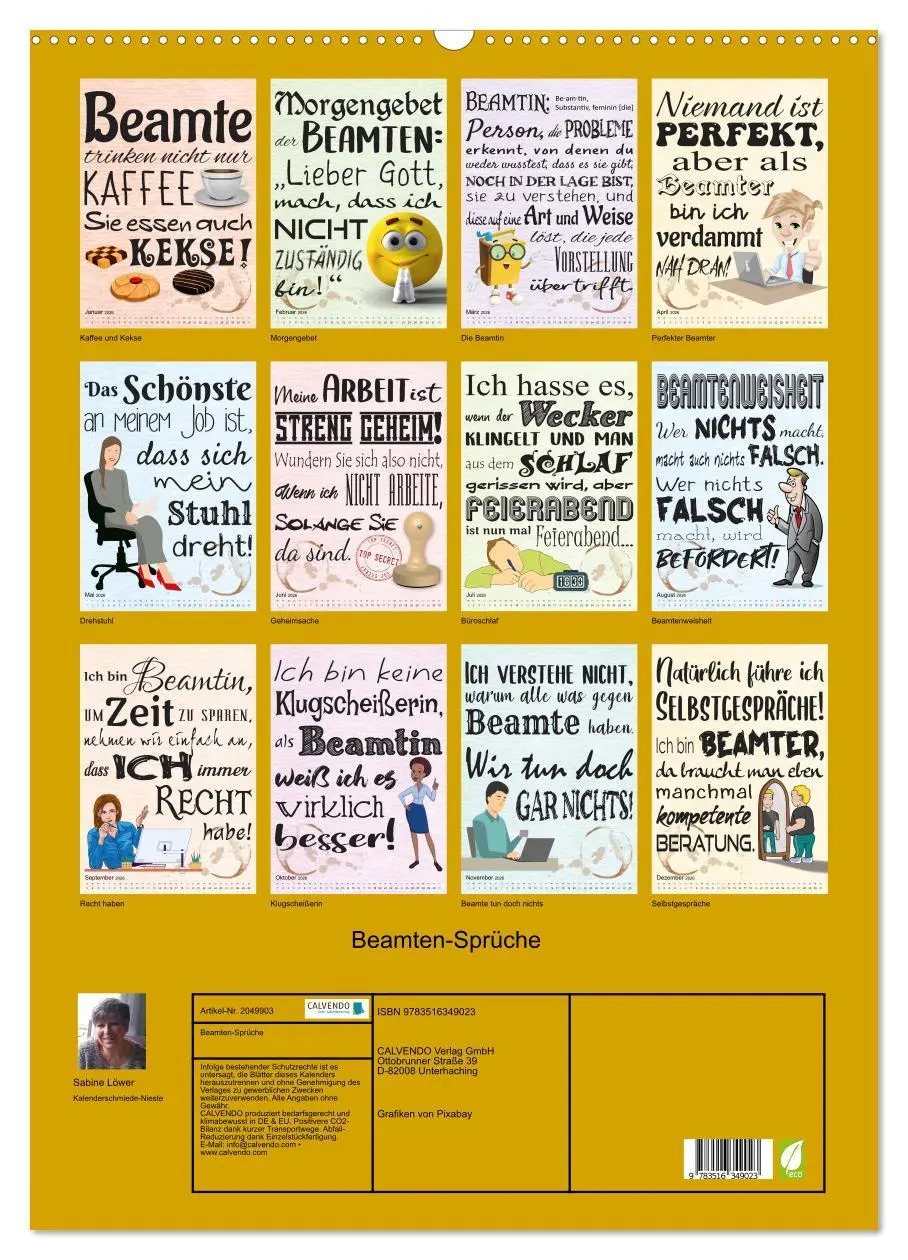 Bild: 9783516349023 | Beamten-Sprüche (Wandkalender 2026 DIN A2 hoch), CALVENDO...