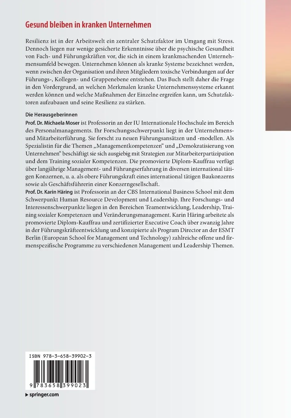 Rückseite: 9783658399023 | Gesund bleiben in kranken Unternehmen | Karin Häring (u. a.) | Buch