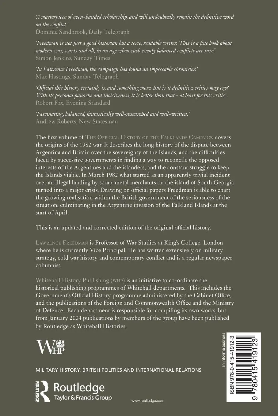 Rückseite: 9780415419123 | The Official History of the Falklands Campaign, Volume 1 | Freedman