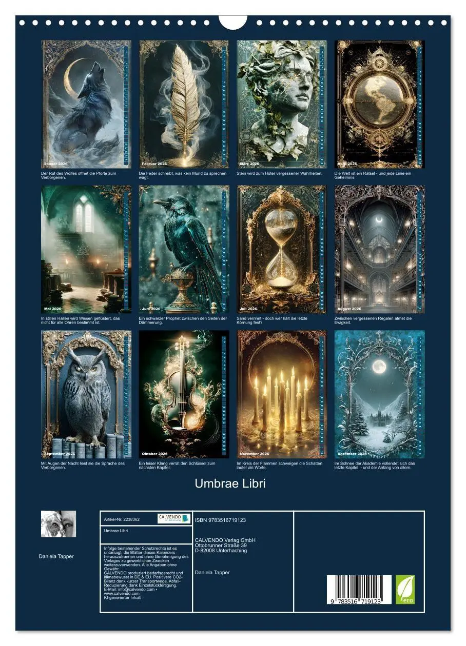 Bild: 9783516719123 | Umbrae Libri (Wandkalender 2026 DIN A3 hoch), CALVENDO Monatskalender