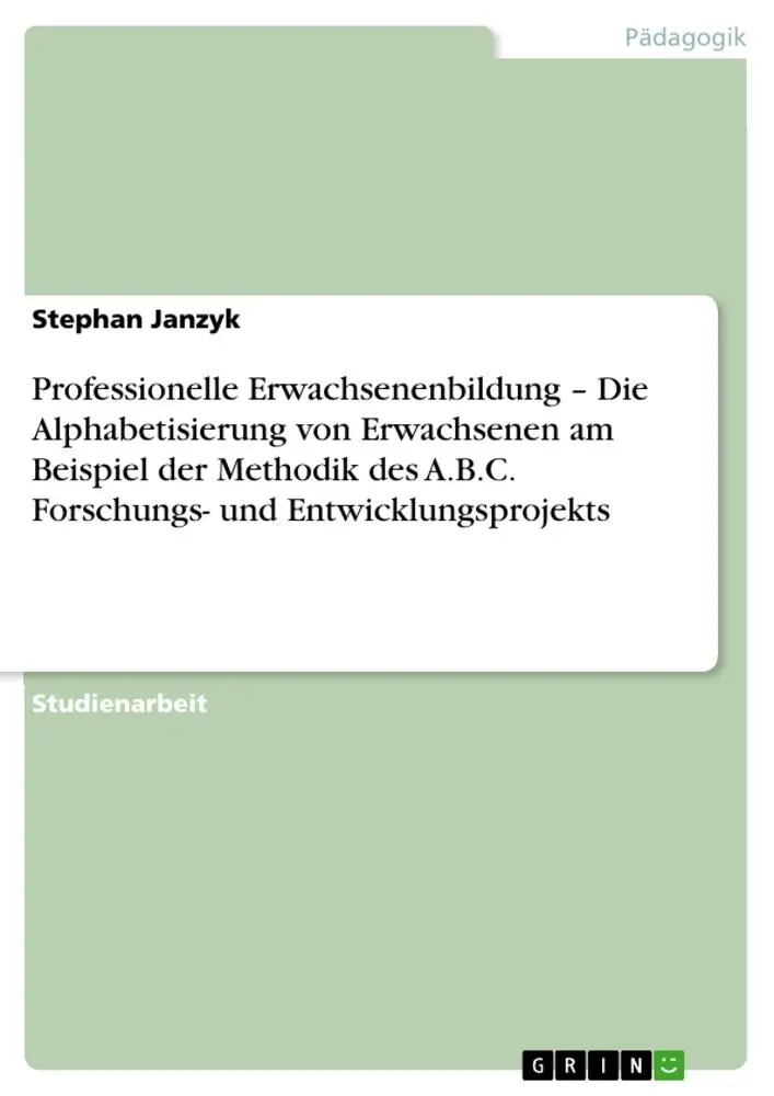 Cover: 9783656239123 | Professionelle Erwachsenenbildung - Die Alphabetisierung von...