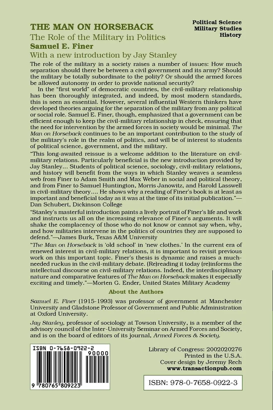 Rückseite: 9780765809223 | The Man on Horseback | The Role of the Military in Politics | Finer