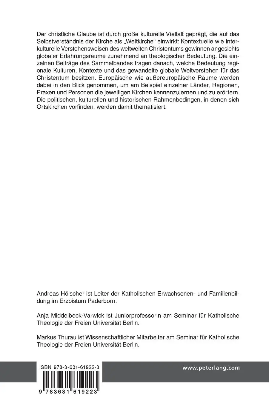Rückseite: 9783631619223 | Kirche in Welt | Christentum im Zeichen kultureller Vielfalt | Buch