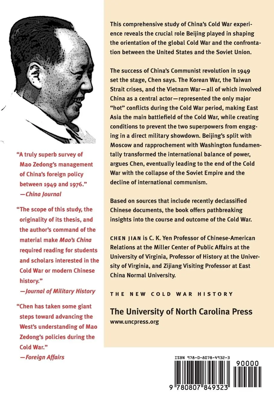 Rückseite: 9780807849323 | Mao's China and the Cold War | Jian Chen | Taschenbuch | Englisch