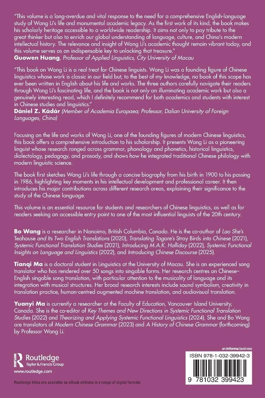 Rückseite: 9781032399423 | Introducing Wang Li | The Life and Works of a Chinese Linguist | Buch