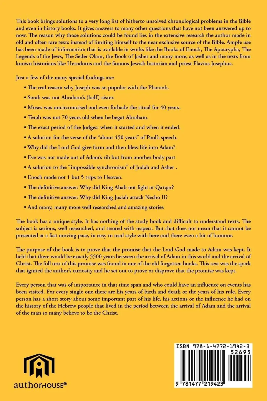 Rückseite: 9781477219423 | A New Chronology for Old Testament Times | Jan Van Tuyl | Taschenbuch