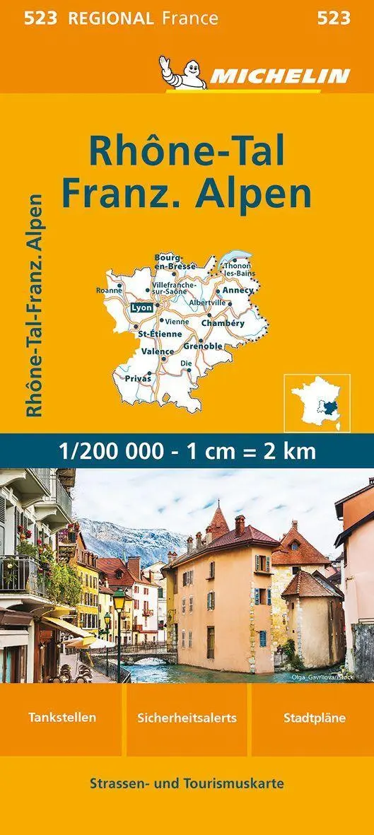 Cover: 9782067259423 | Michelin Rhonetal - Französiche Alpen | (Land-)Karte | Michelin-Karten