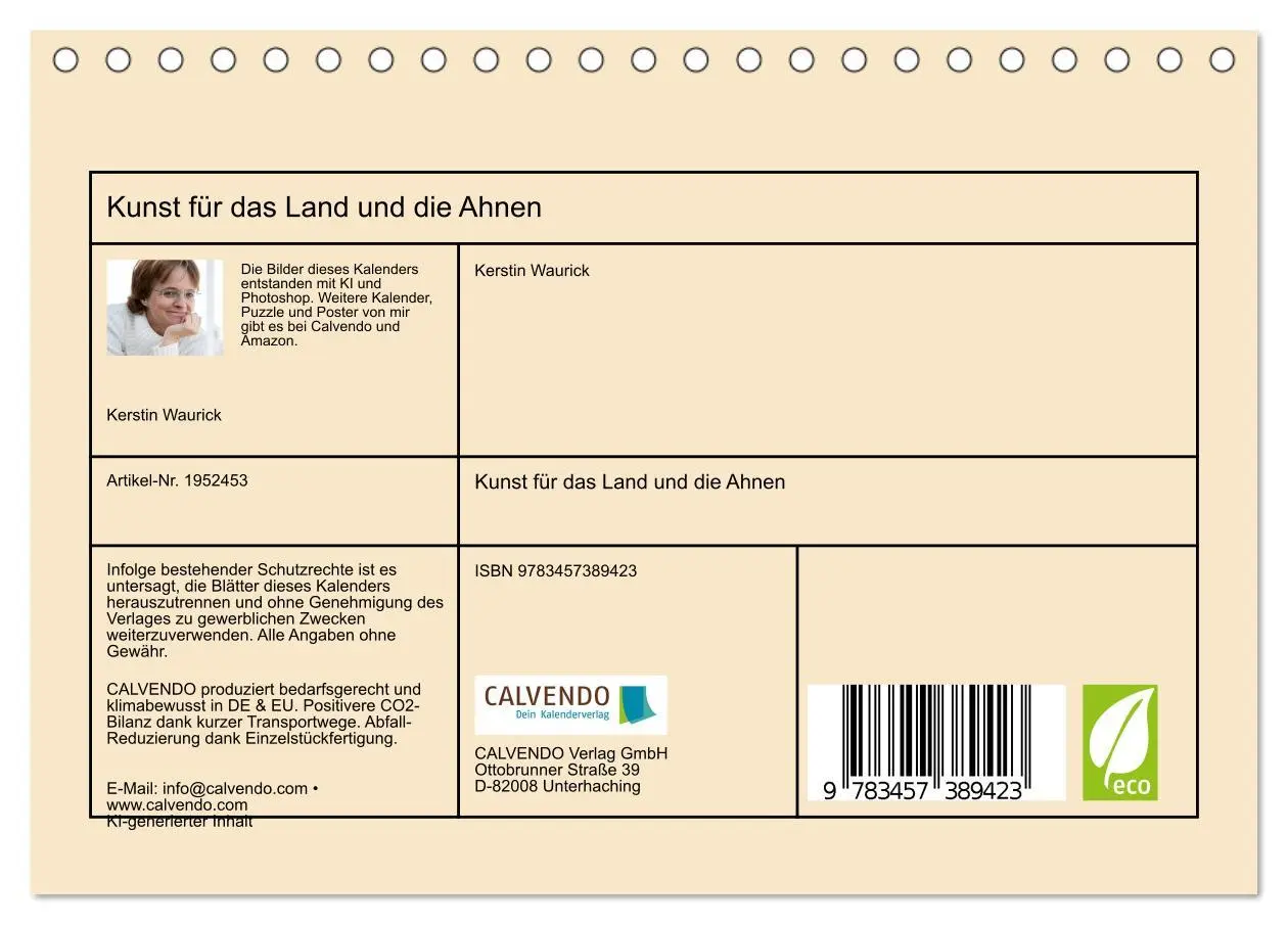 Bild: 9783457389423 | Kunst für das Land und die Ahnen (Tischkalender 2026 DIN A5 quer),...