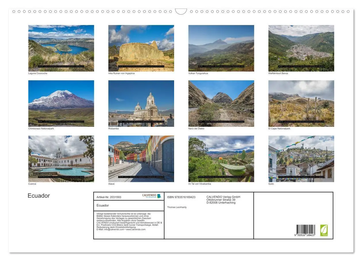 Bild: 9783516169423 | Ecuador (Wandkalender 2026 DIN A2 quer), CALVENDO Monatskalender
