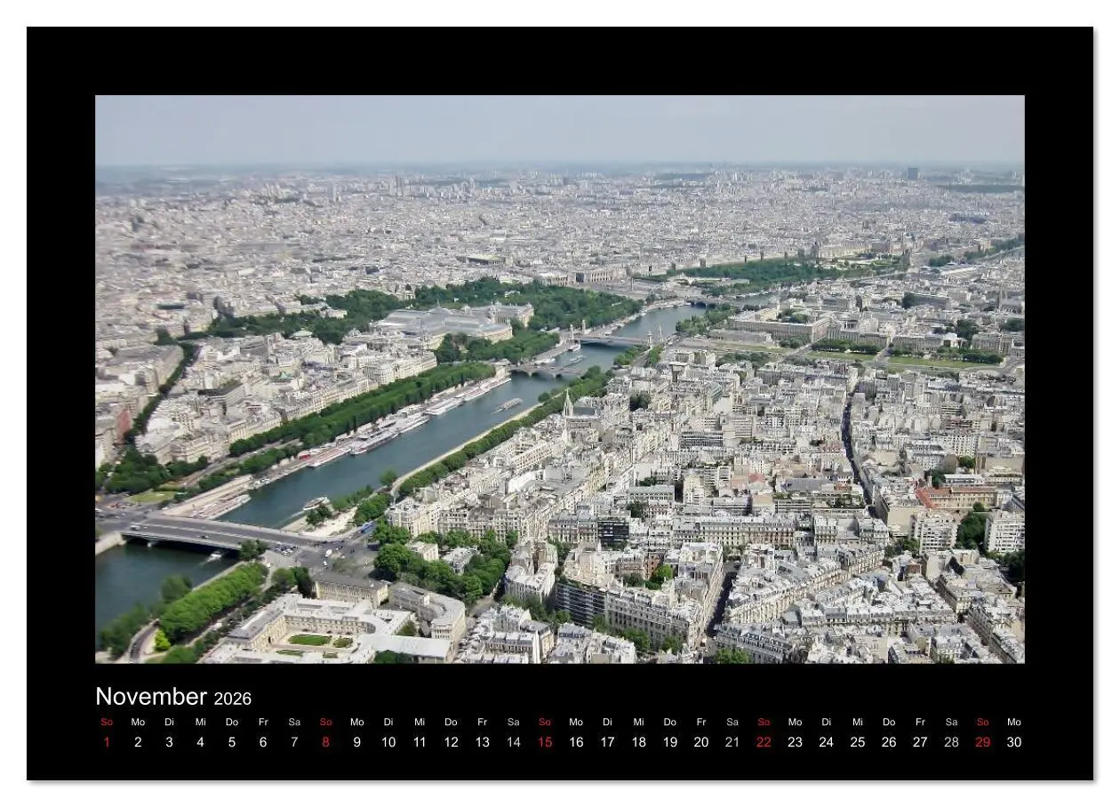 Bild: 9783516239423 | Paris von oben (Wandkalender 2026 DIN A4 quer), CALVENDO...