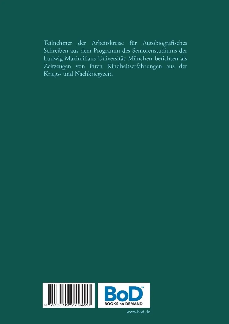 Rückseite: 9783739229423 | Gerettete Erinnerung | Kindheiten in Kriegs- und Nachkriegszeit | Buch