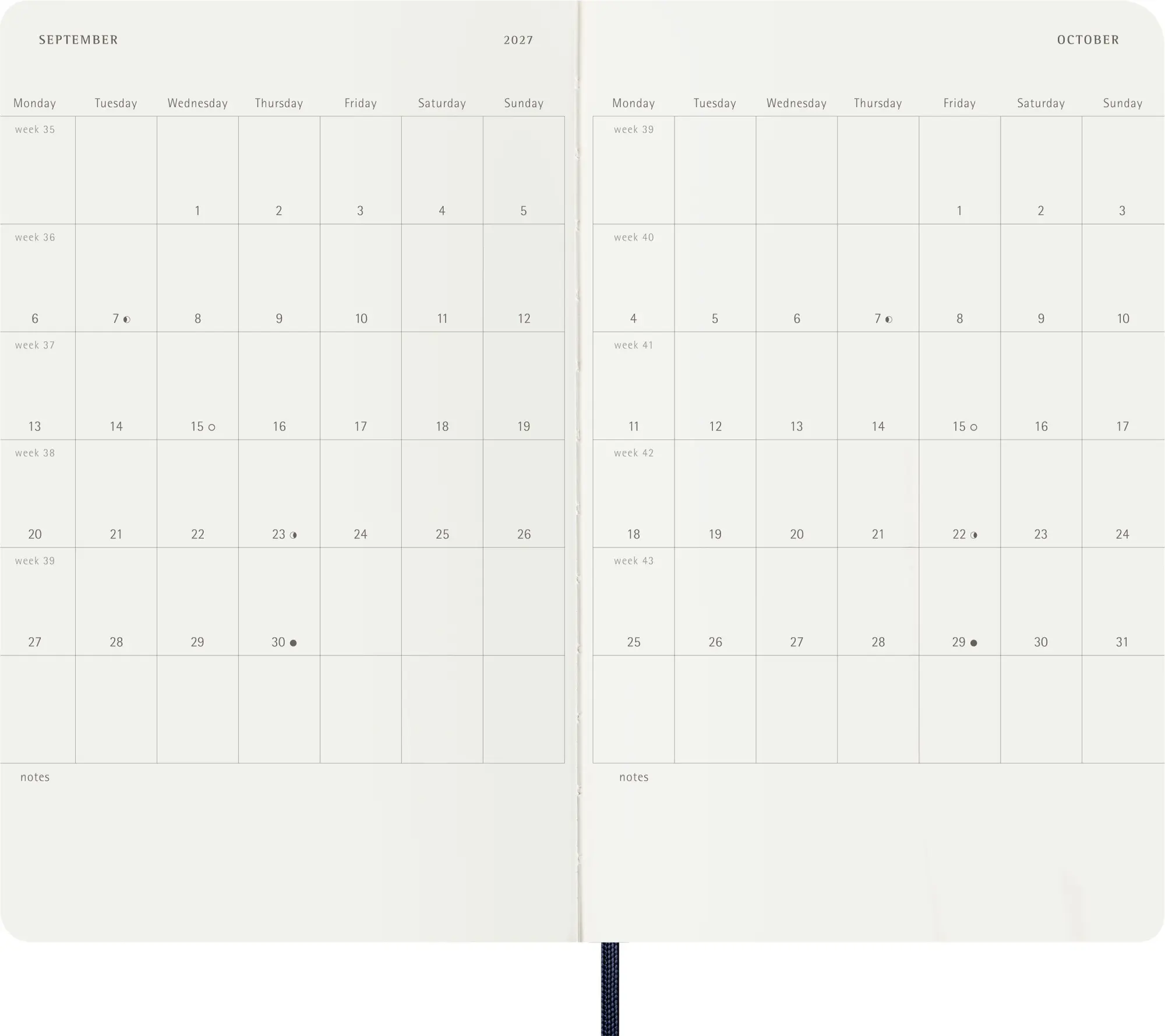 Bild: 8056999279523 | Moleskine 12 Monate Wochen Notizkalender 2027, Large/A5, 1 Wo = 1...