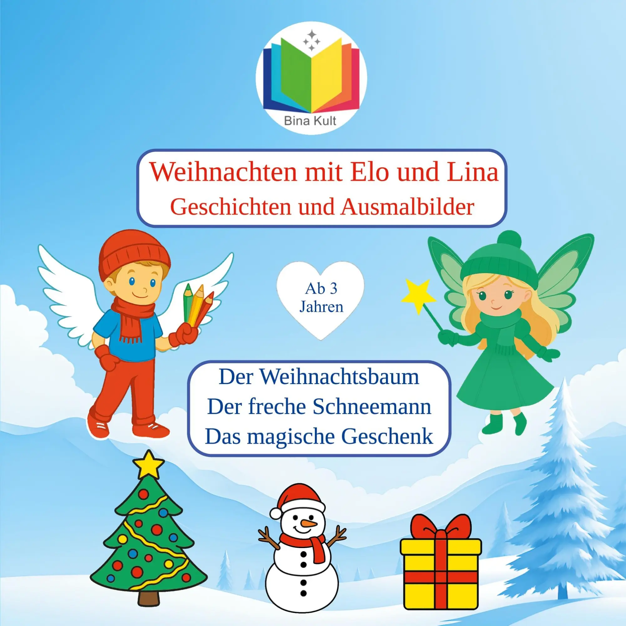 Cover: 9783695119523 | Weihnachten mit Elo und Lina | Geschichten und Ausmalbilder | Kult