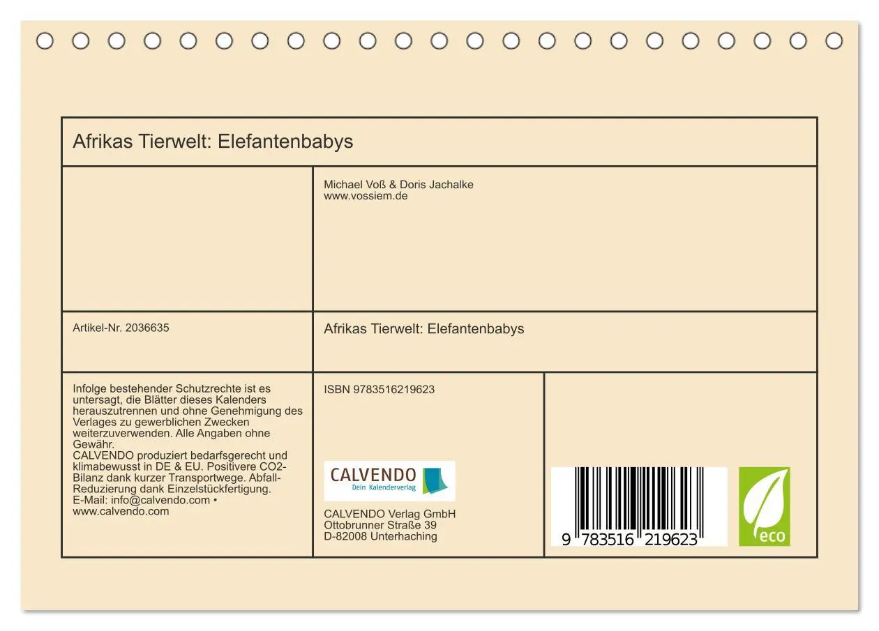 Bild: 9783516219623 | Afrikas Tierwelt: Elefantenbabys (Tischkalender 2026 DIN A5 quer),...