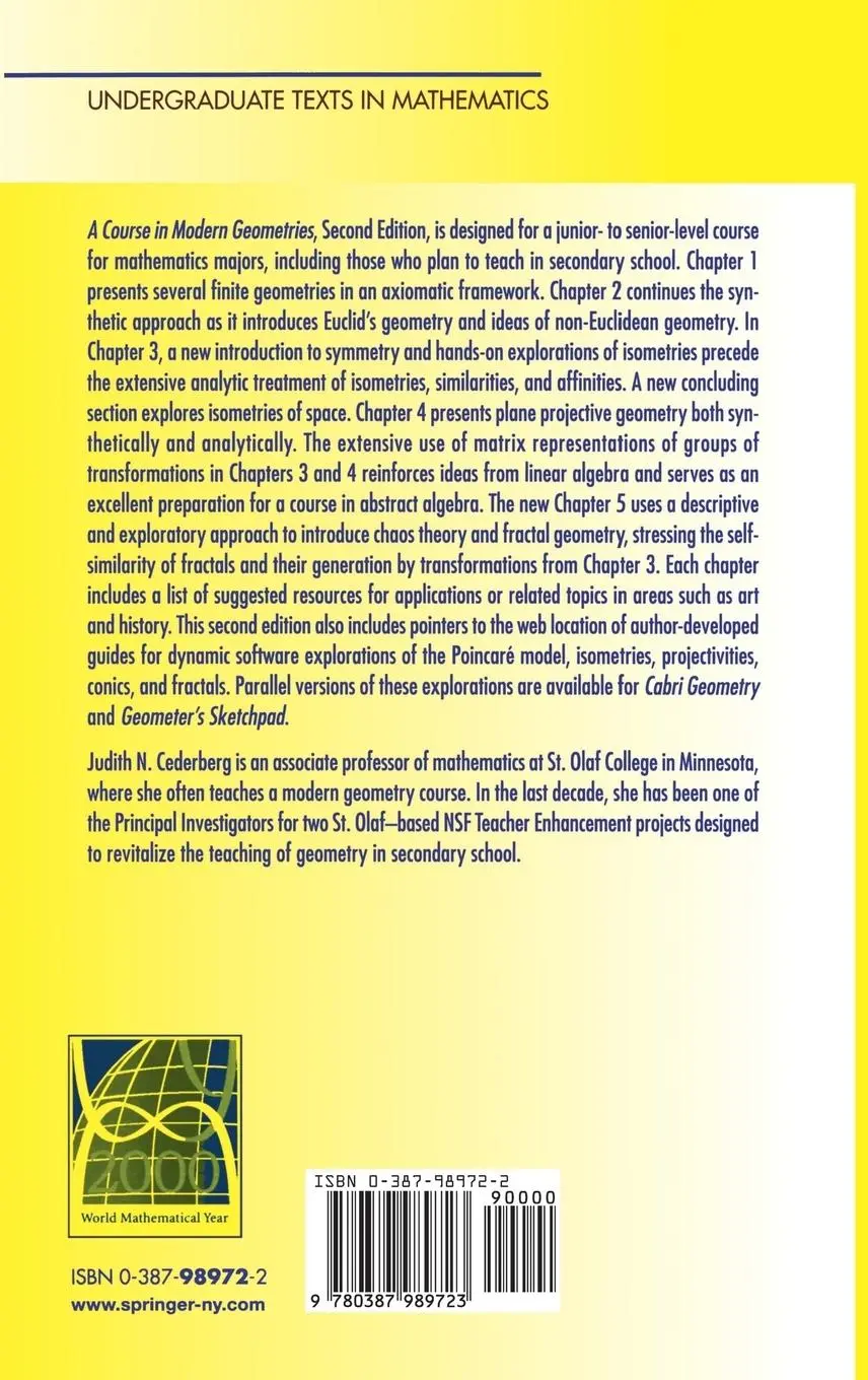 Rückseite: 9780387989723 | A Course in Modern Geometries | Judith N. Cederberg | Taschenbuch