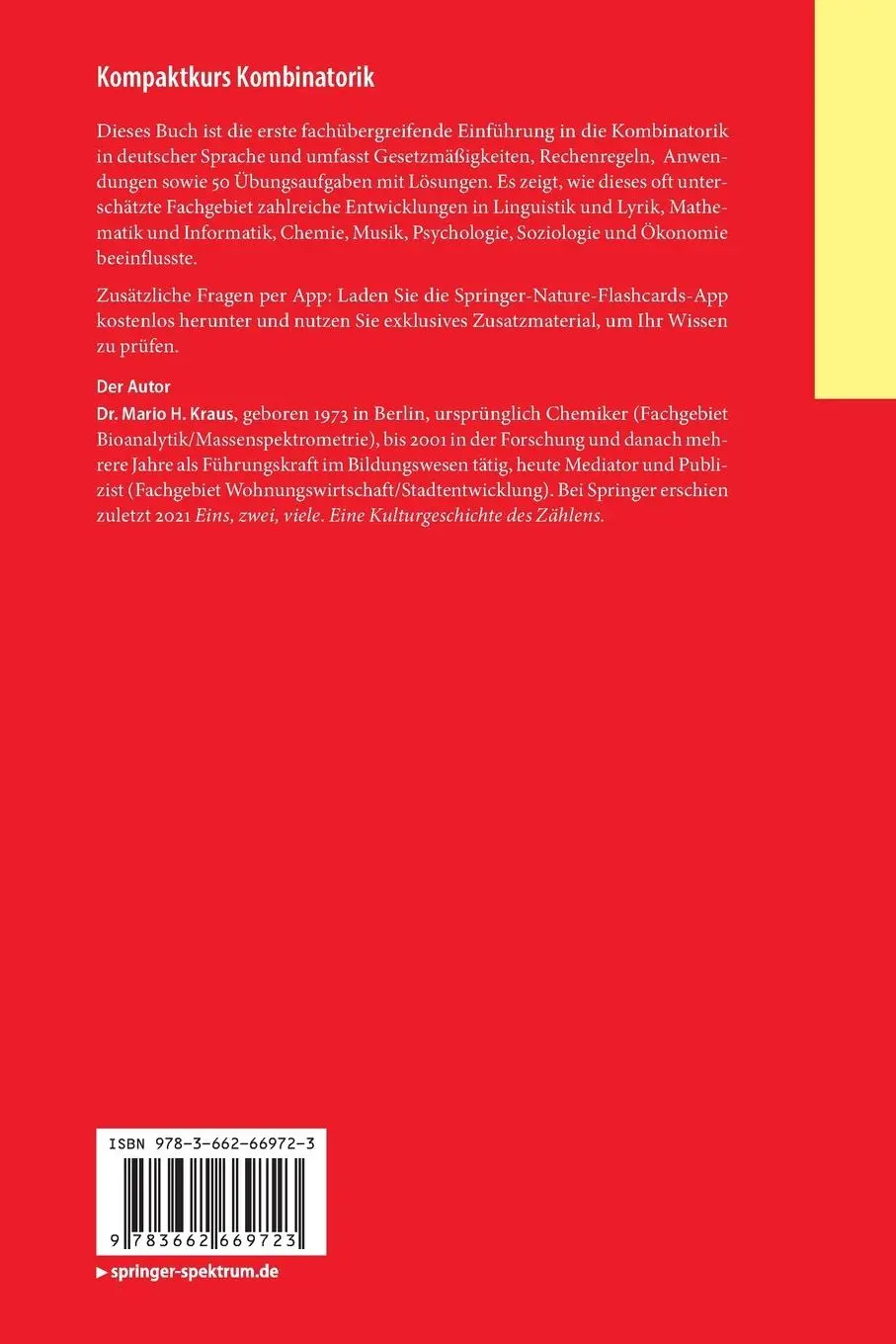 Rückseite: 9783662669723 | Kompaktkurs Kombinatorik | Gezählt, verteilt und wohlgeordnet | Kraus