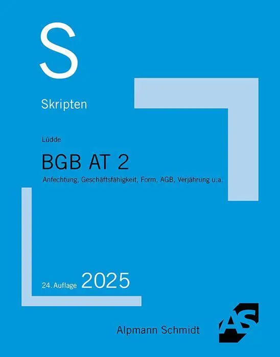 Cover: 9783867529723 | Skript BGB AT 2 | Jan Stefan Lüdde | Taschenbuch | 178 S. | Deutsch