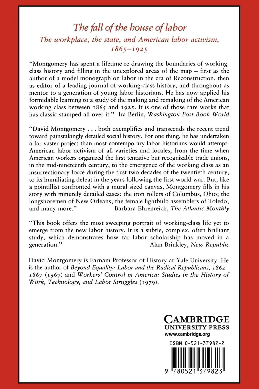 Rückseite: 9780521379823 | The Fall of the House of Labor | David Montgomery (u. a.) | Buch