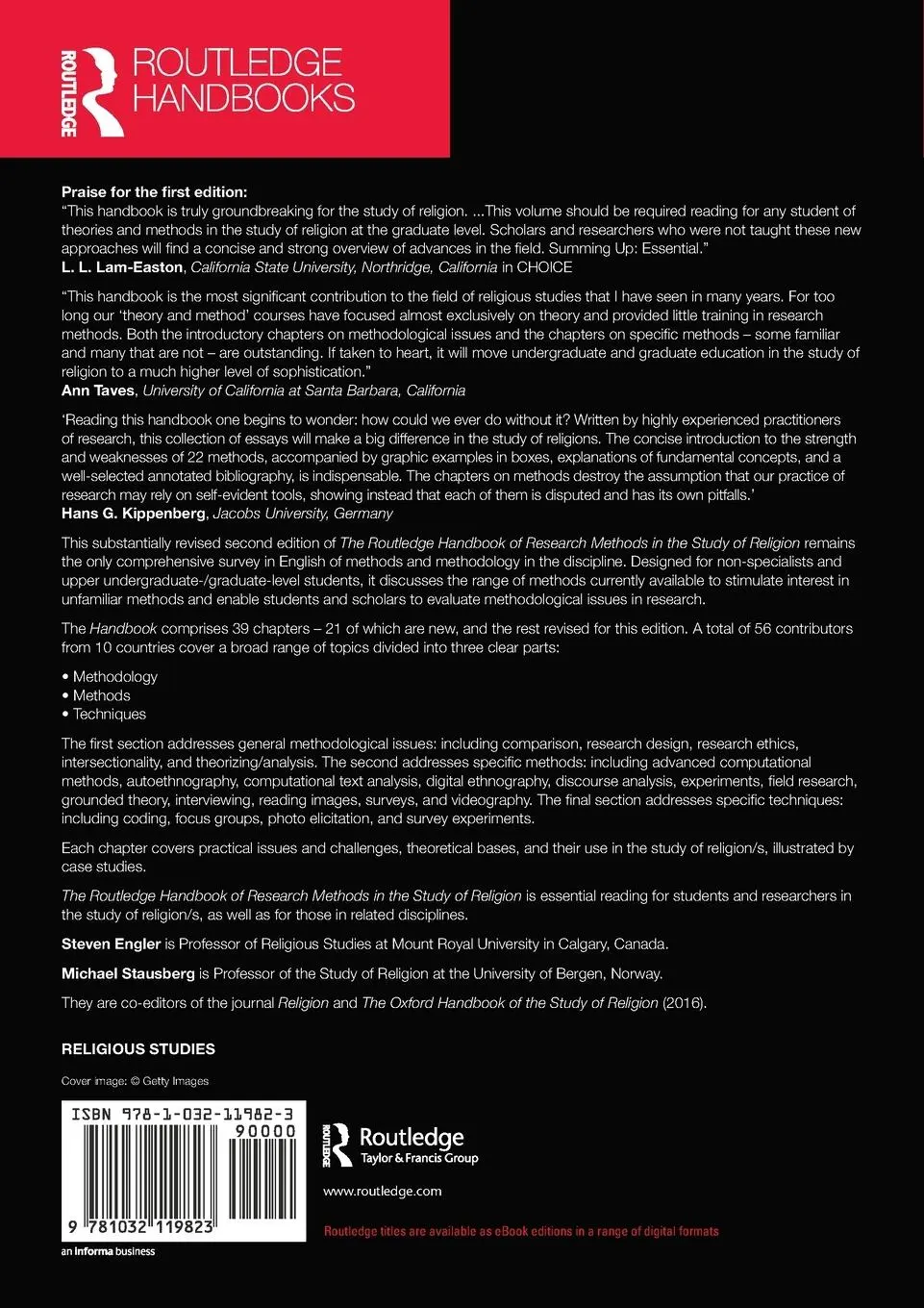 Rückseite: 9781032119823 | The Routledge Handbook of Research Methods in the Study of Religion