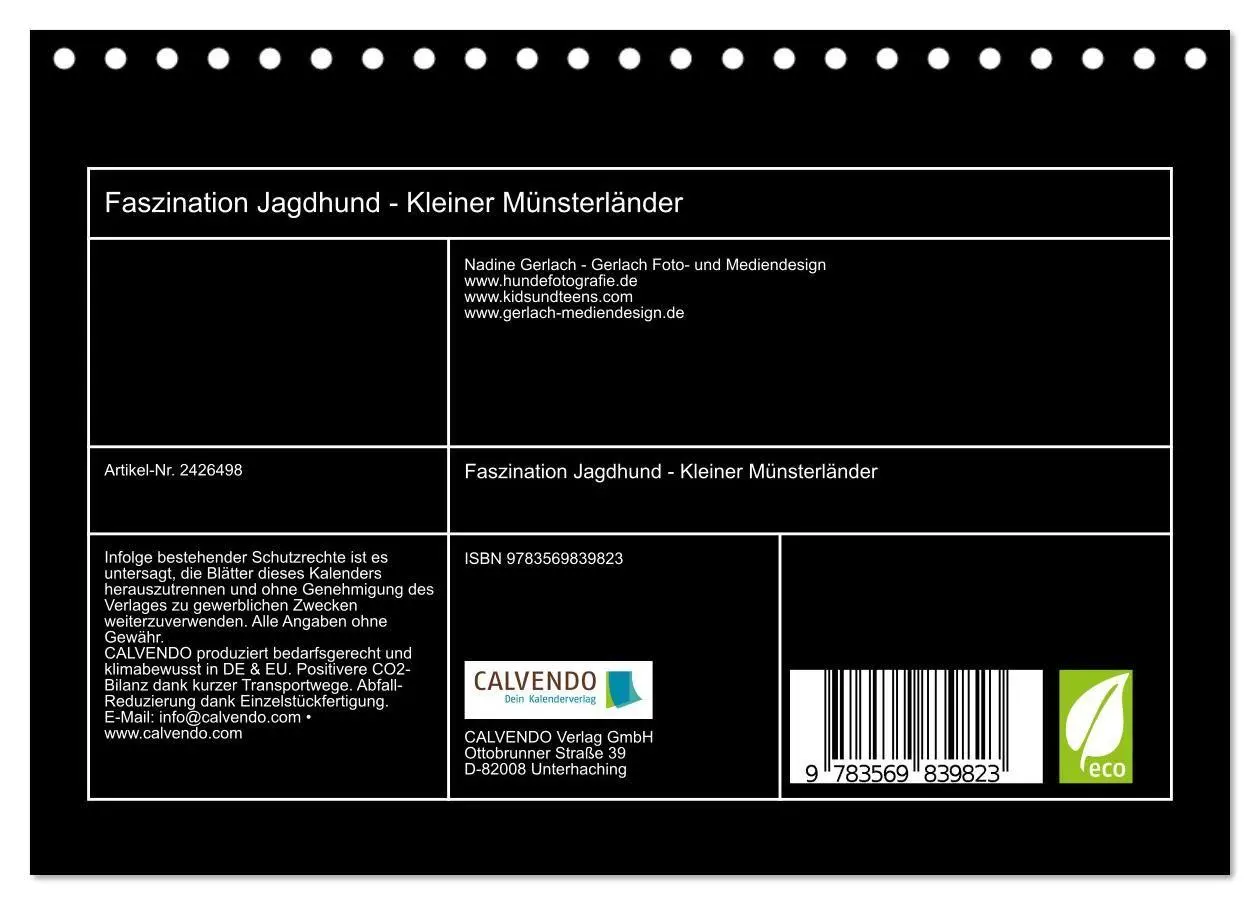 Bild: 9783569839823 | Faszination Jagdhund - Kleiner Münsterländer (Tischkalender 2027...