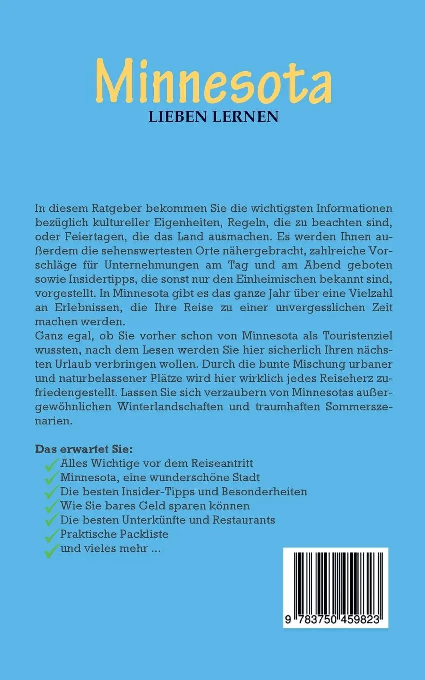 Rückseite: 9783750459823 | Minnesota lieben lernen: Der perfekte Reiseführer für einen...