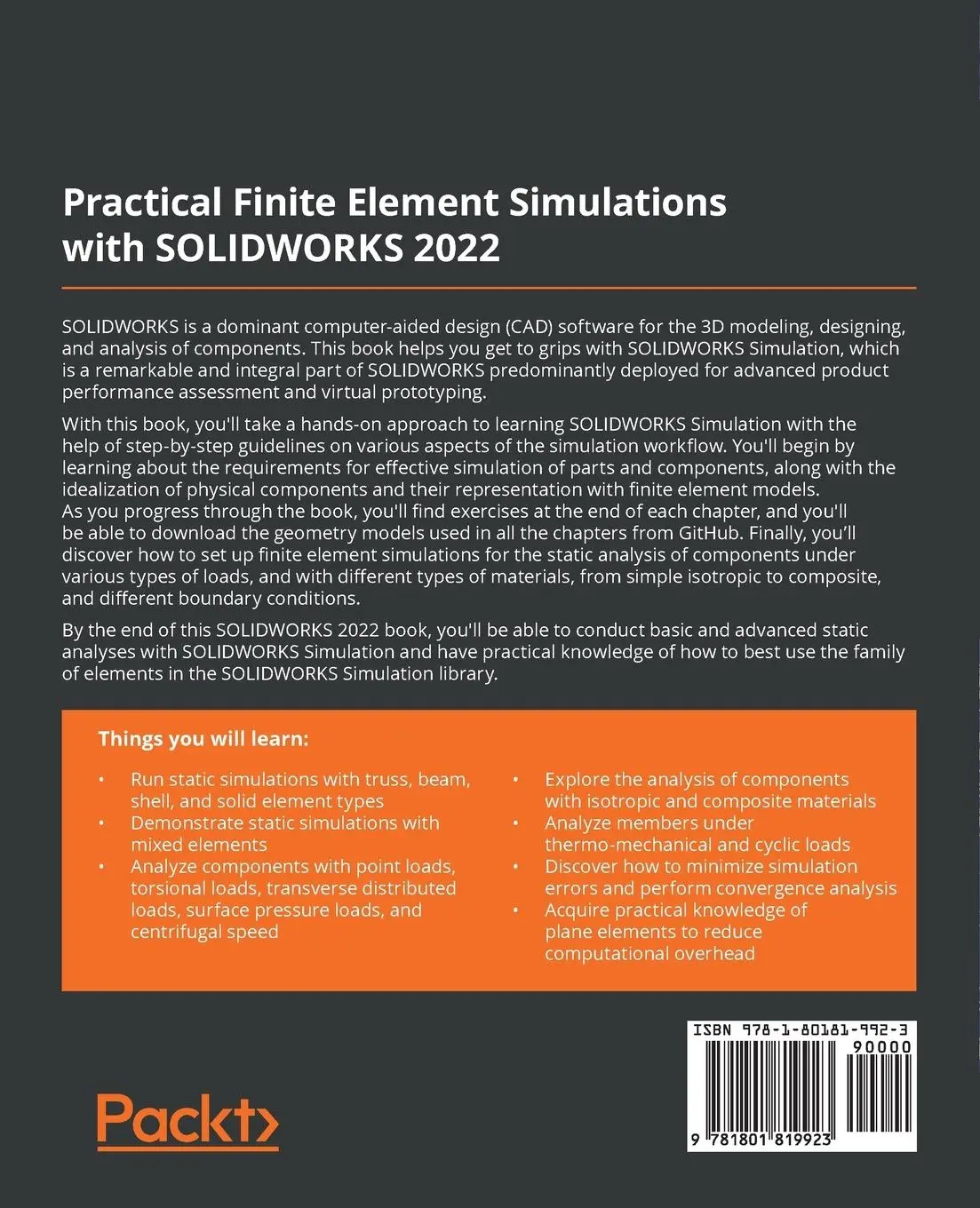Rückseite: 9781801819923 | Practical Finite Element Simulations with SOLIDWORKS 2022 | Mustapha
